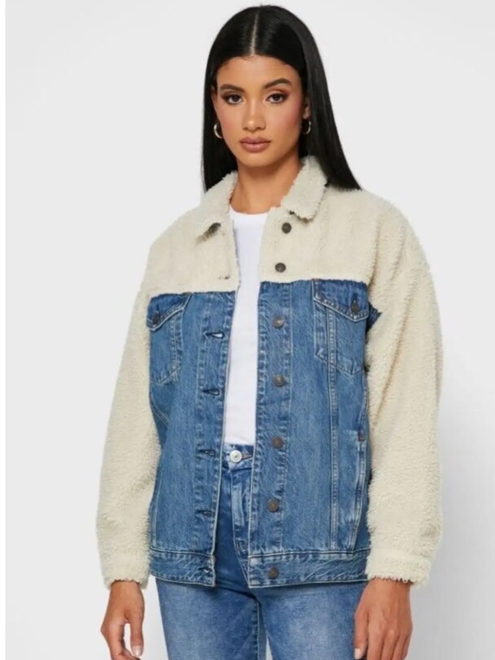 American Eagle Denim Jacket Faux Sherpa Women’s Medium
